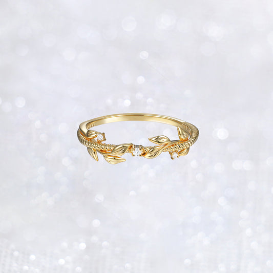 Gold Diamond Tree Branch Stackable Ring