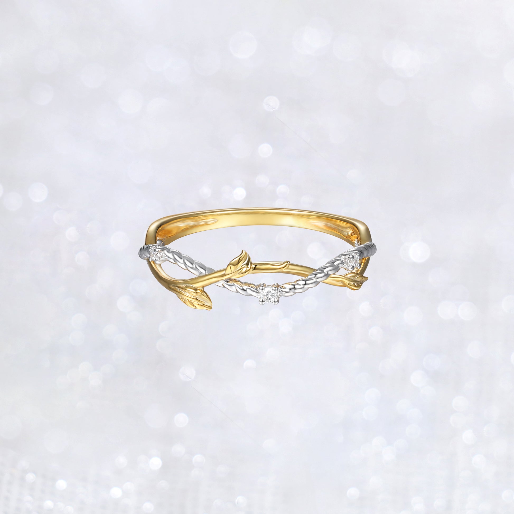 Two Tone Twisted Leaf Ring | LaSua Jewelry