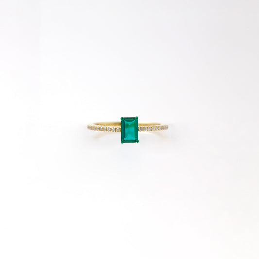 Lab Emerald Diamond Ring