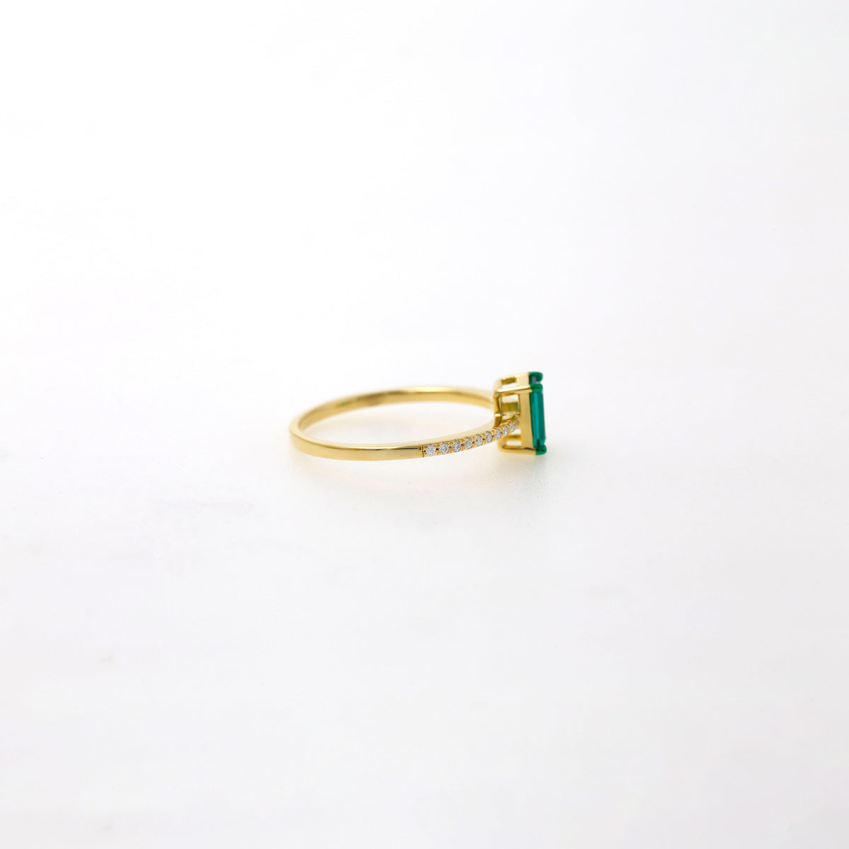 Lab Emerald Diamond Ring