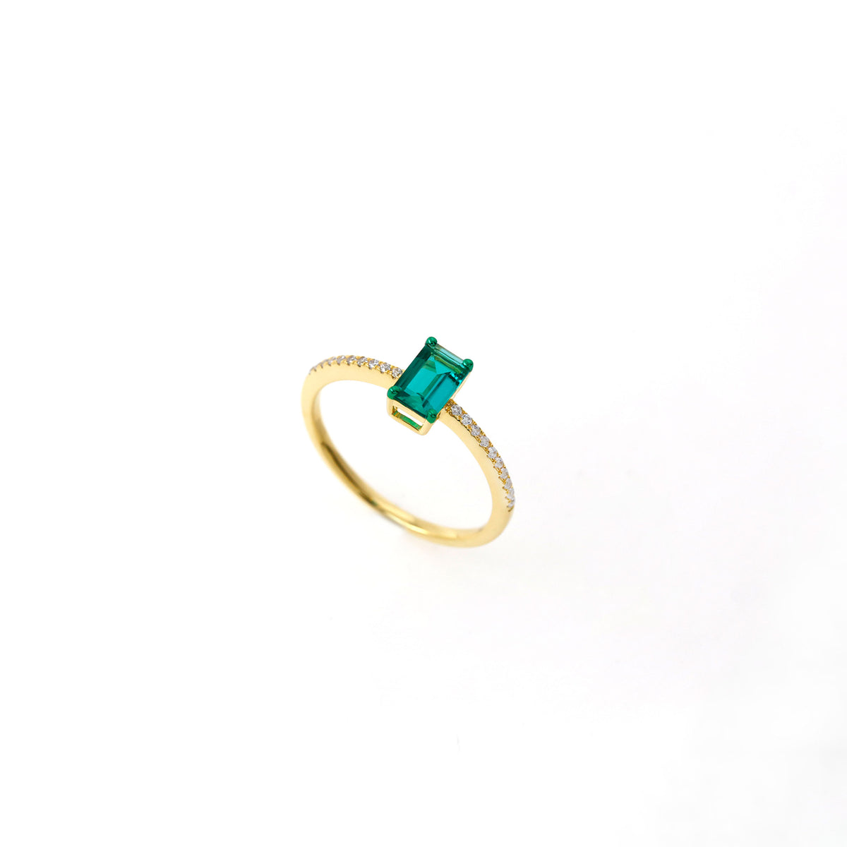 Lab Emerald Diamond Ring