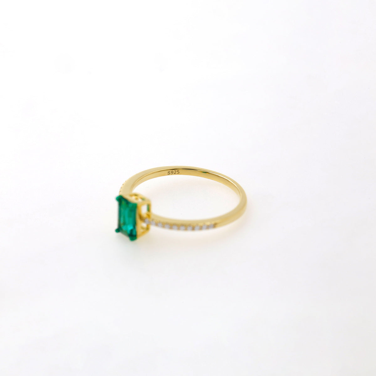 Lab Emerald Diamond Ring