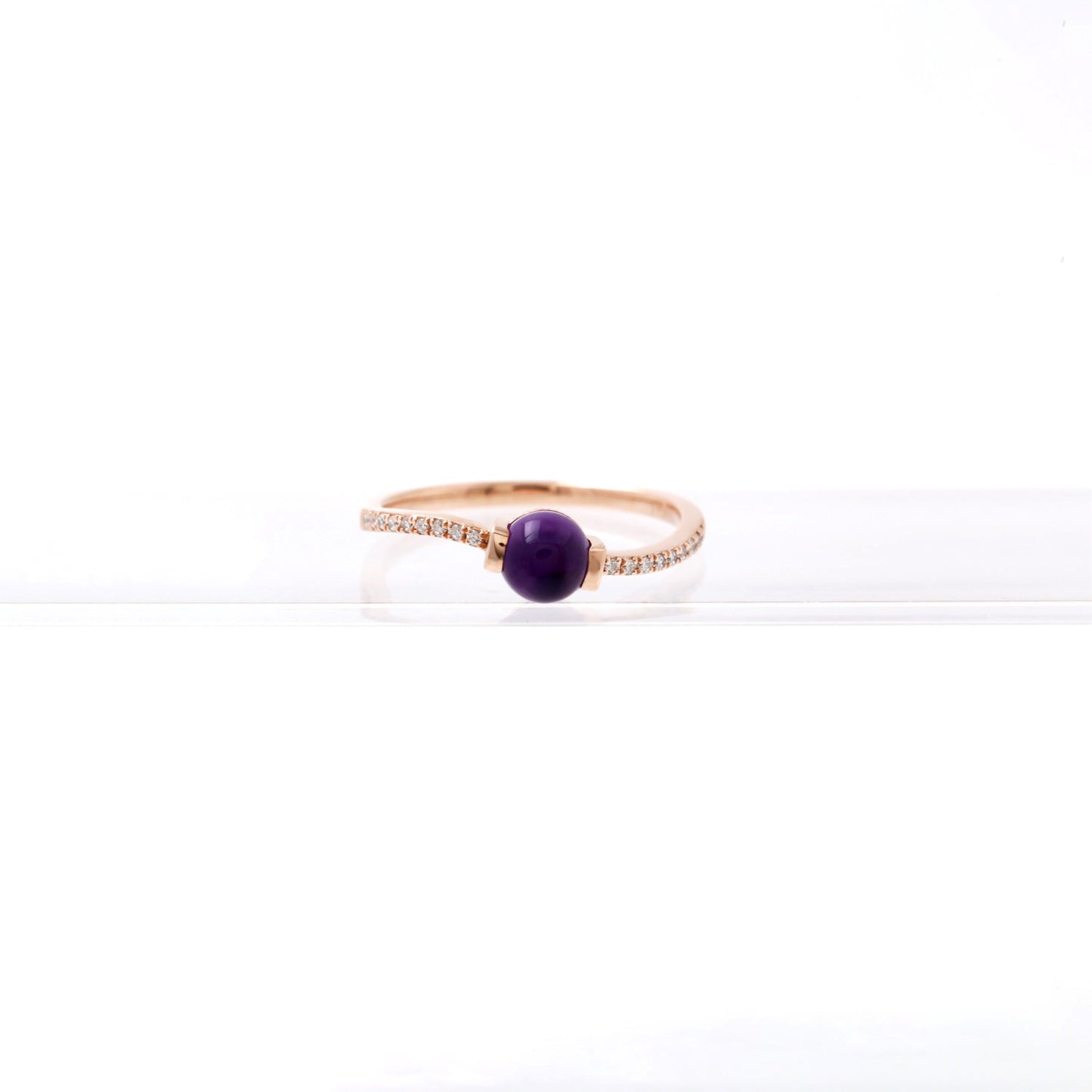 Amethyst Cabochon Diamond Ring