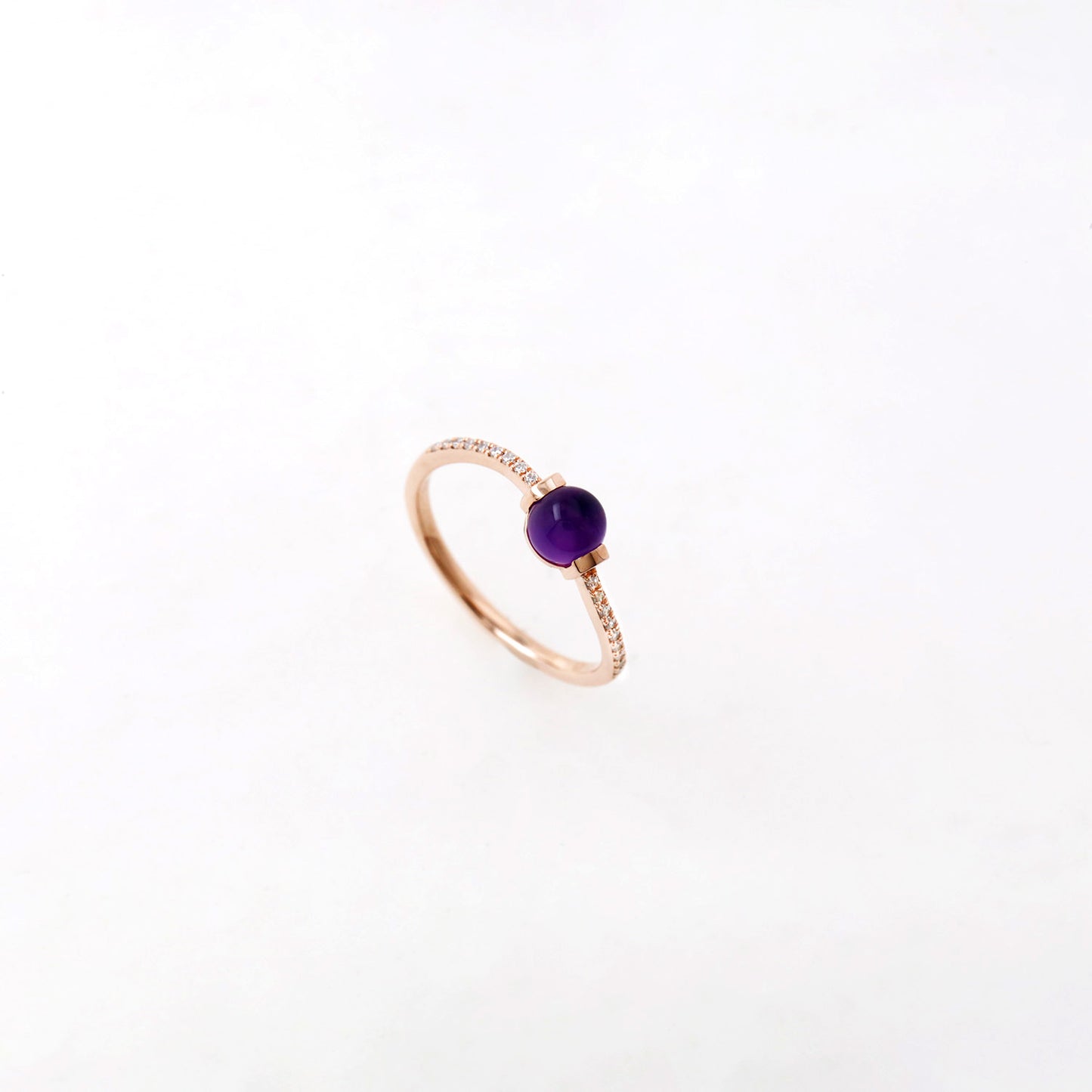 Amethyst Cabochon Diamond Ring