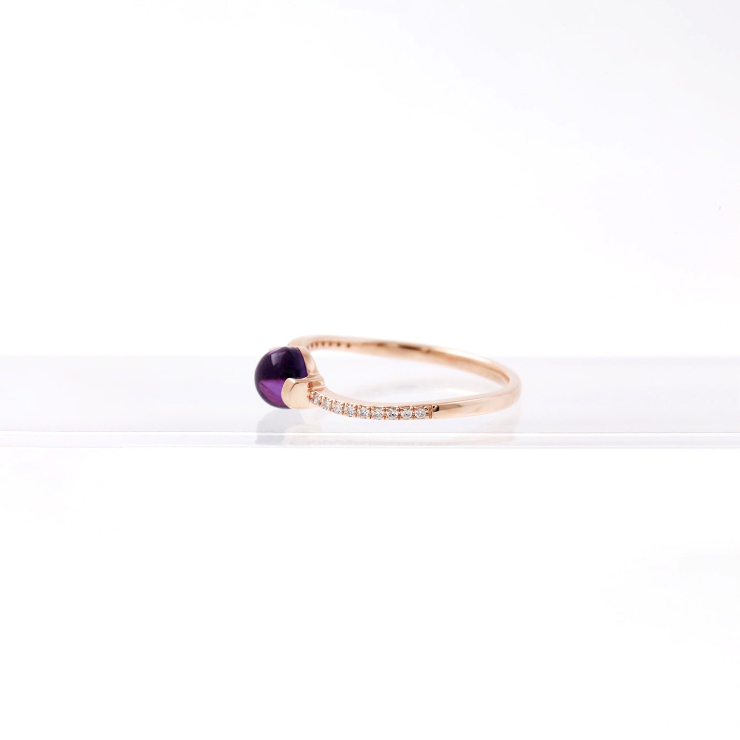 Amethyst Cabochon Diamond Ring