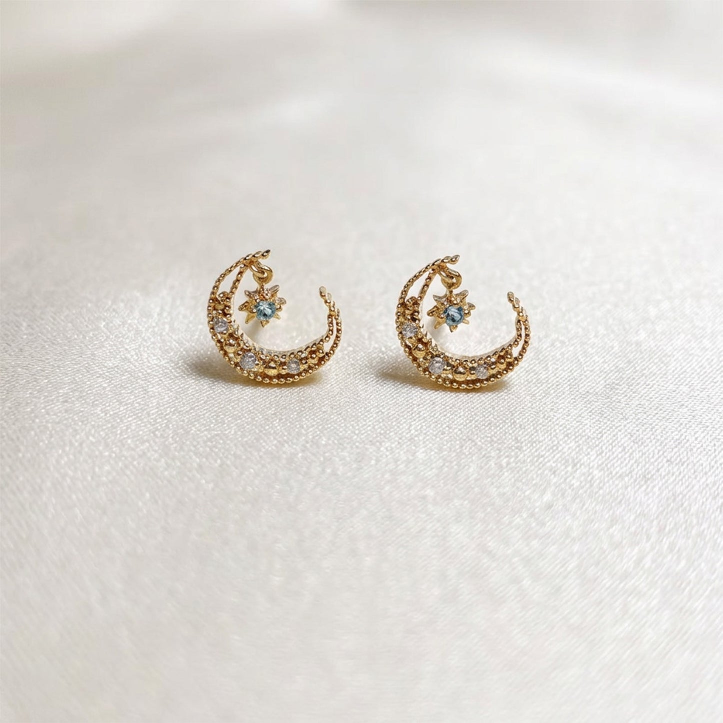 ムーンスター トパーズ ダイヤモンド ピアス