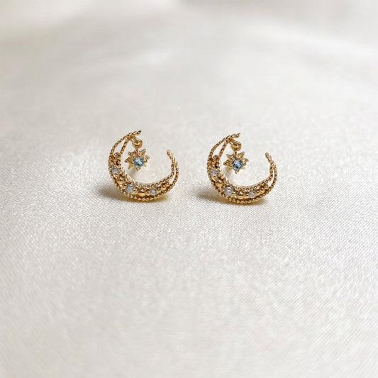 ムーンスター トパーズ ダイヤモンド ピアス