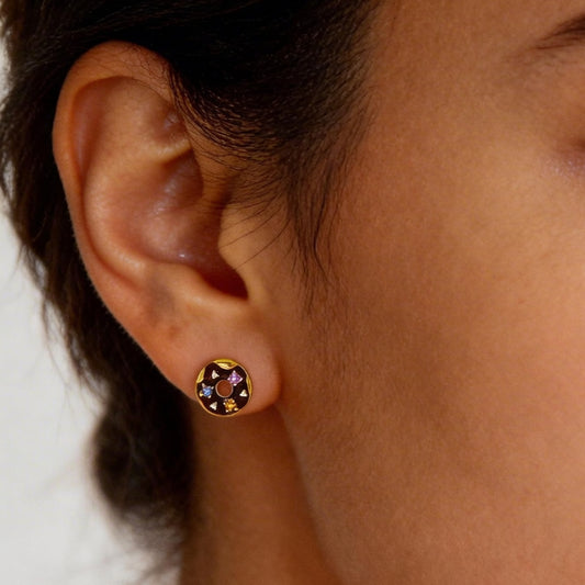 Chocolate Gold Donut Earrings
