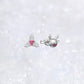 Rose Gold Ruby Christmas Reindeer & Leaf Stud