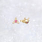 Rose Gold Ruby Christmas Reindeer & Leaf Stud