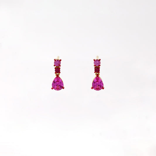 Lab Pink Sapphire Ruby Drop Earrings