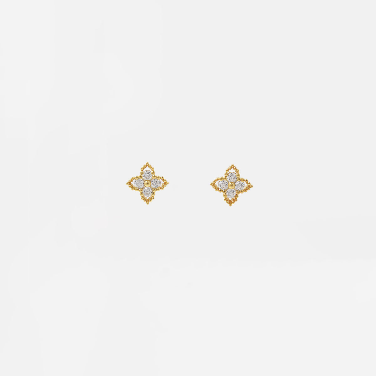 Diamond Sharp Flower Milgrain Earrings