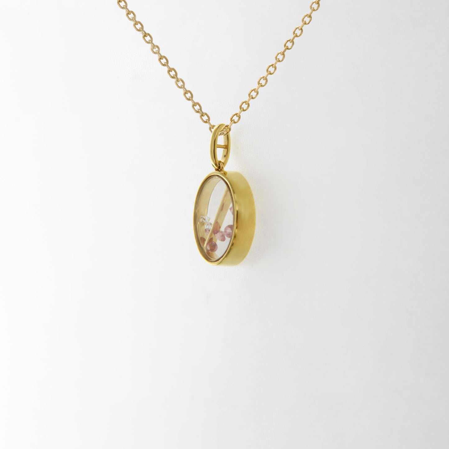 Tourmaline Glass Charm Locket Necklace