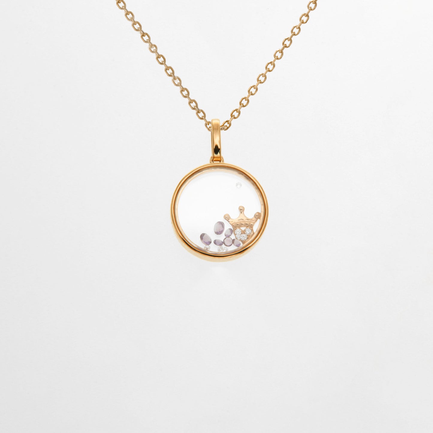 Queen Amethyst Glass Locket Necklace