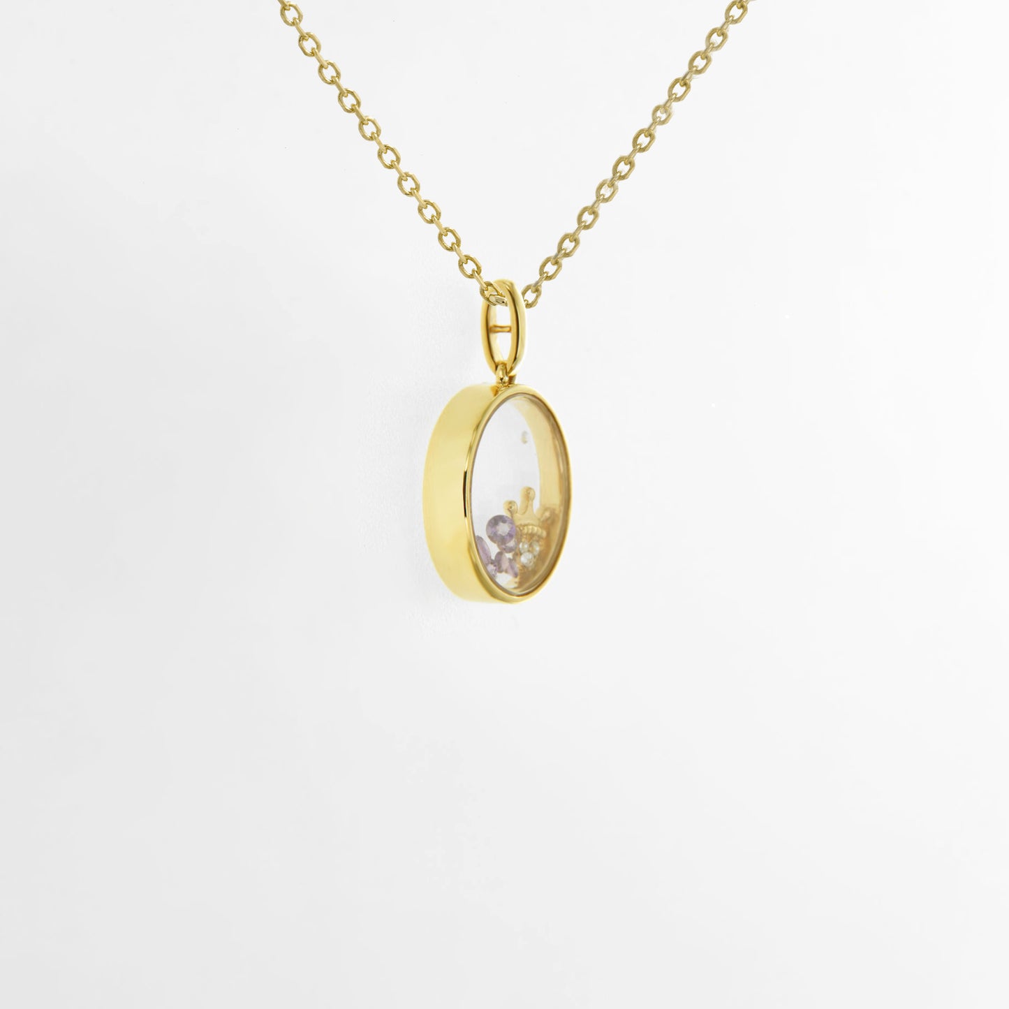 Queen Amethyst Glass Locket Necklace