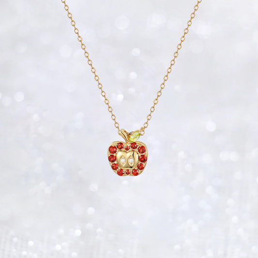 Garnet Peridot Red Apple Necklace