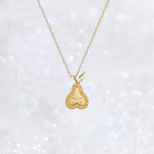 Citrine Peridot Pear Fruit Necklace