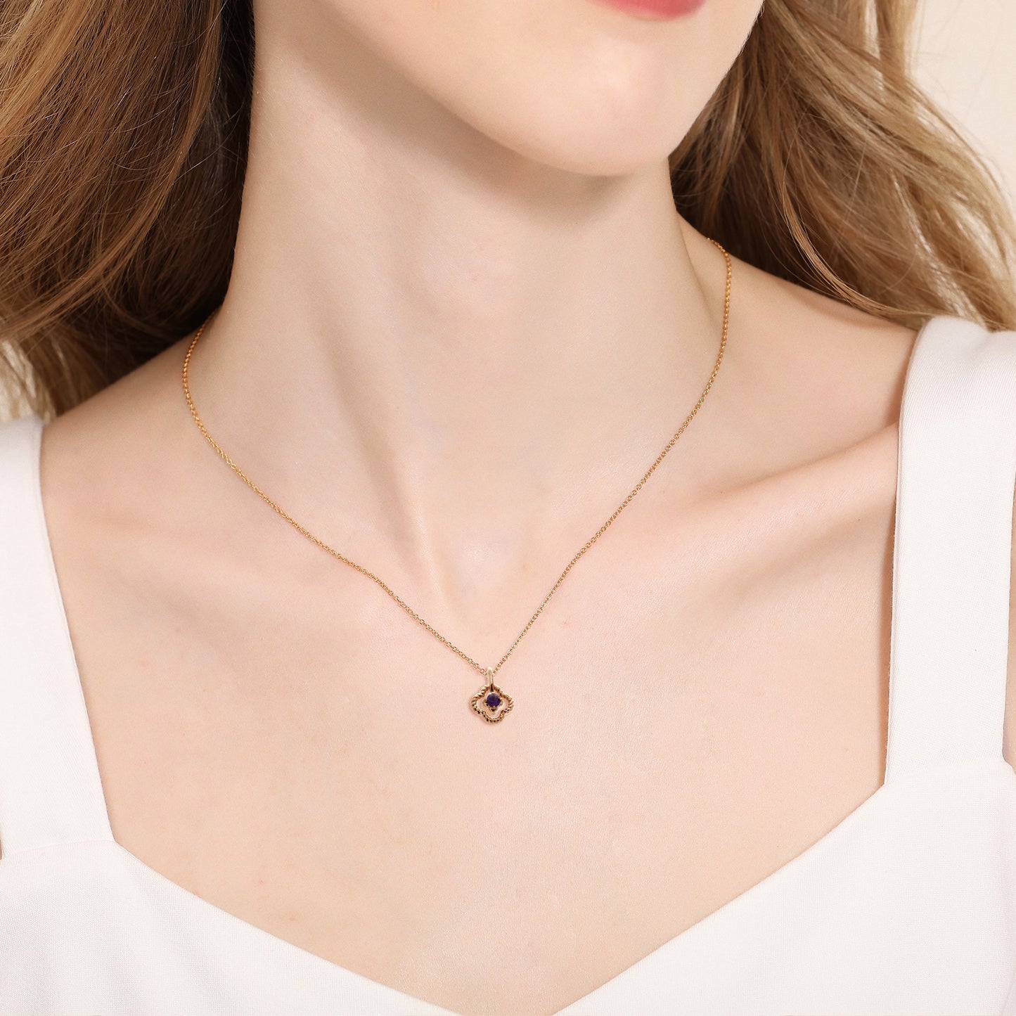 Amethyst Clover Two Way Necklace