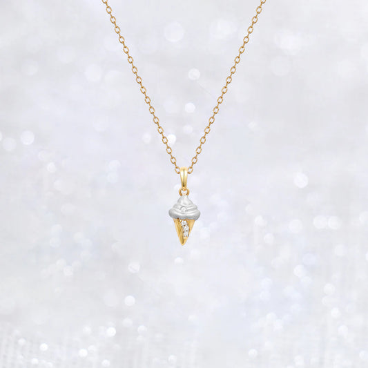 Gold Ice Cream Cone Necklace