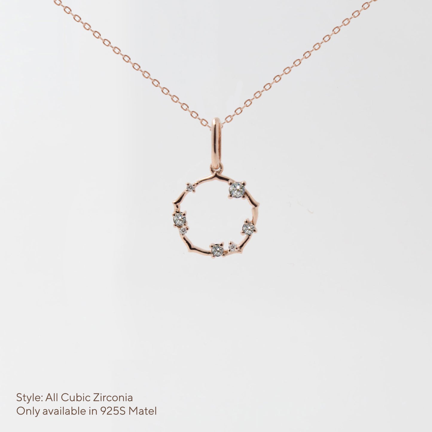 Rose Gold Open Circle Dainty Ruby Pendant