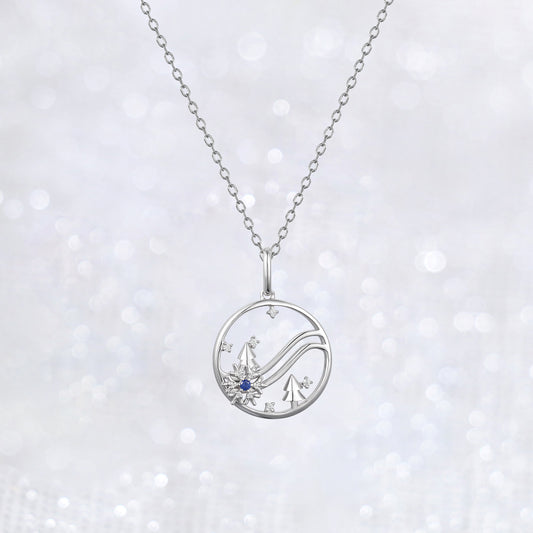 White Gold Rolling Snowflake Necklace