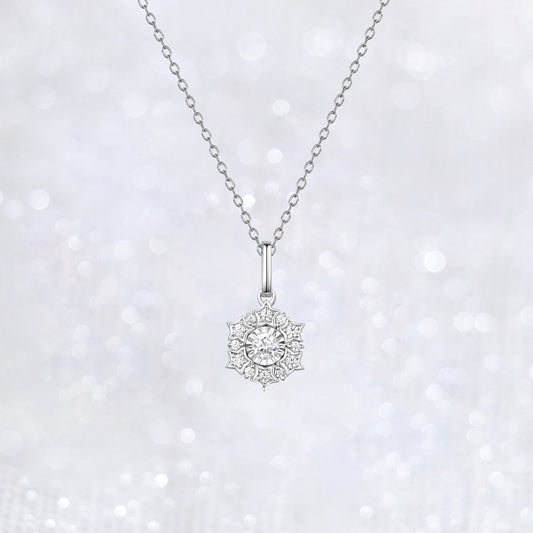 White Gold Star Snowflake Necklace