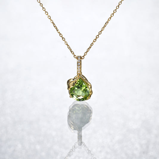 Pear Peridot Drop Necklace