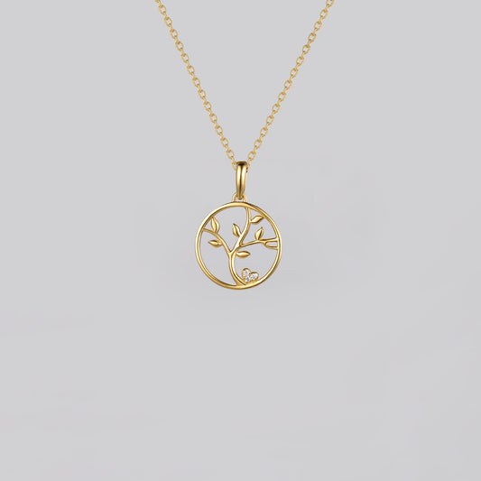 Gold Plant Diamond Circle Necklace