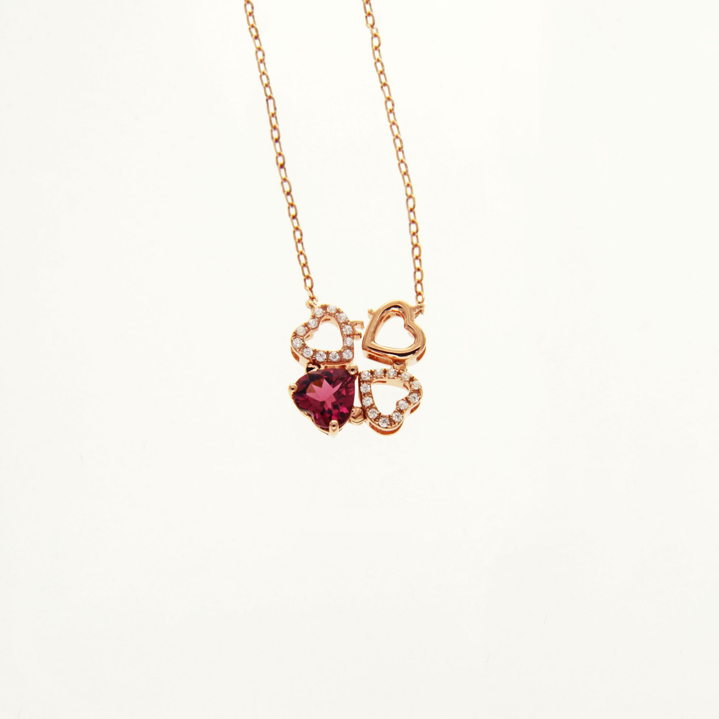 Heart Tourmaline Clover Necklace