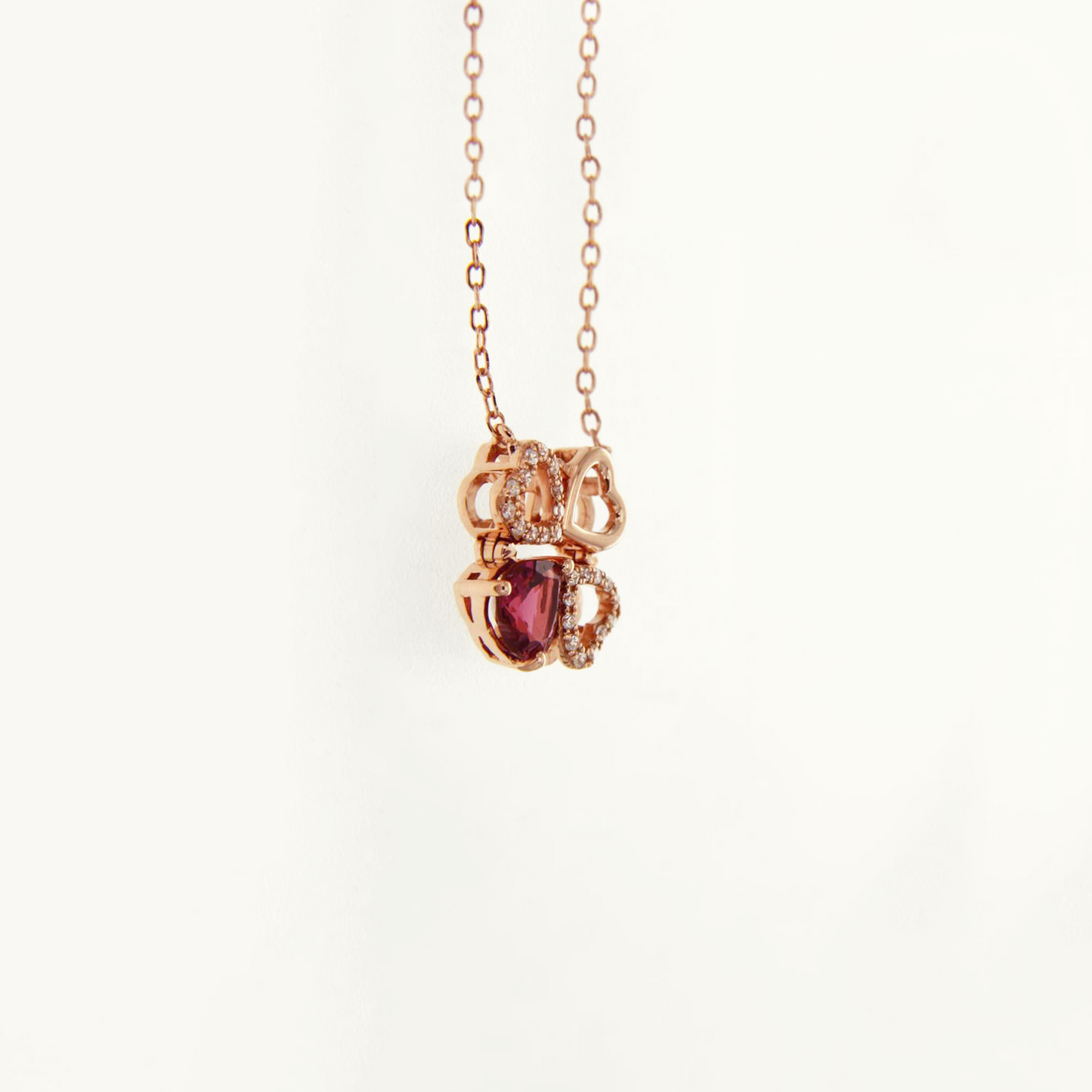 Heart Tourmaline Clover Necklace