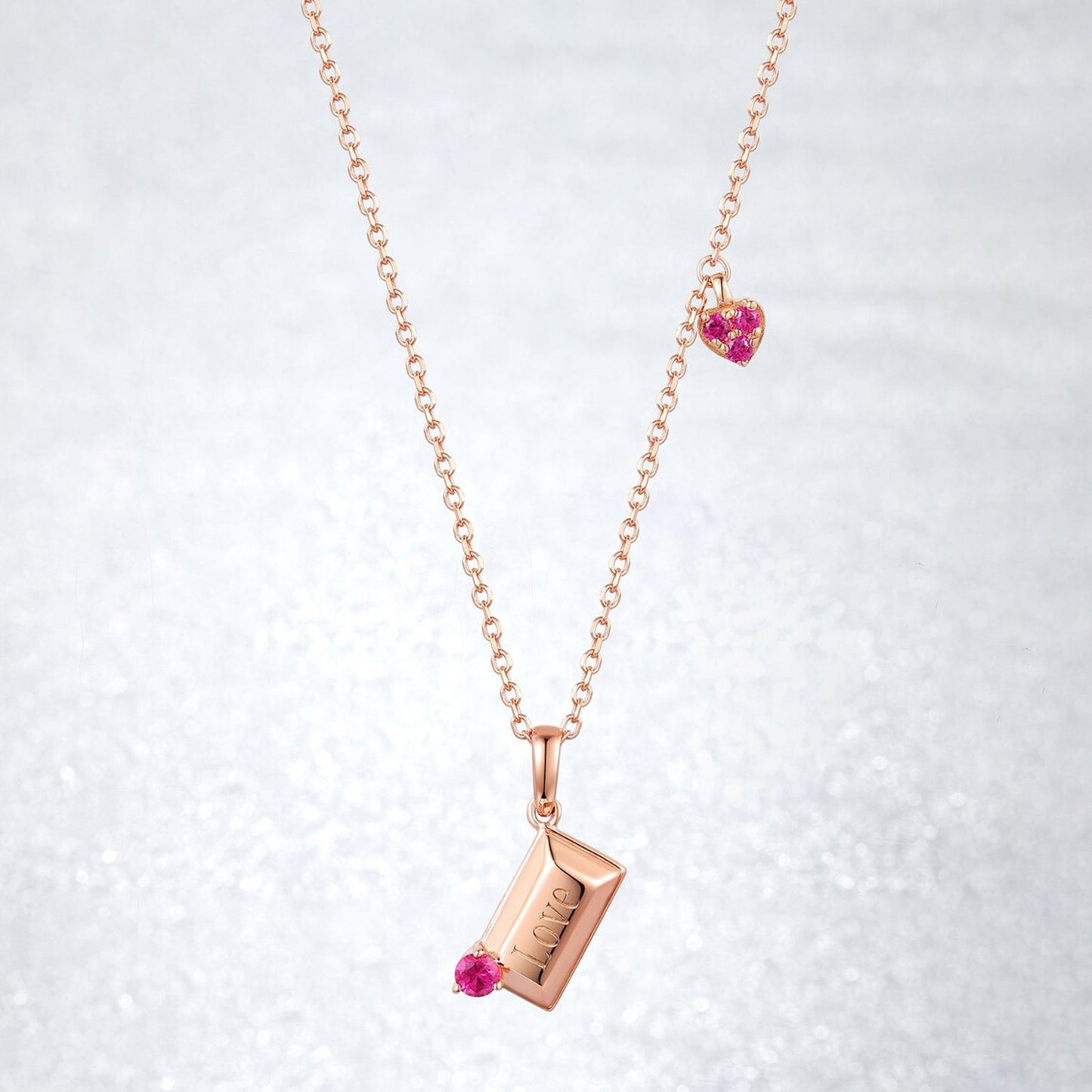Rose Gold Ruby Chocolate Pendant