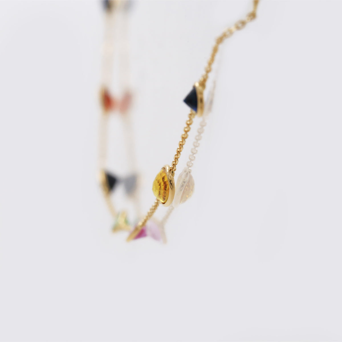 Dark Colorful Rainbow Gemstone Station Necklace