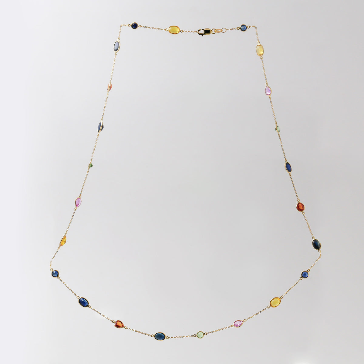 Dark Colorful Rainbow Gemstone Station Necklace