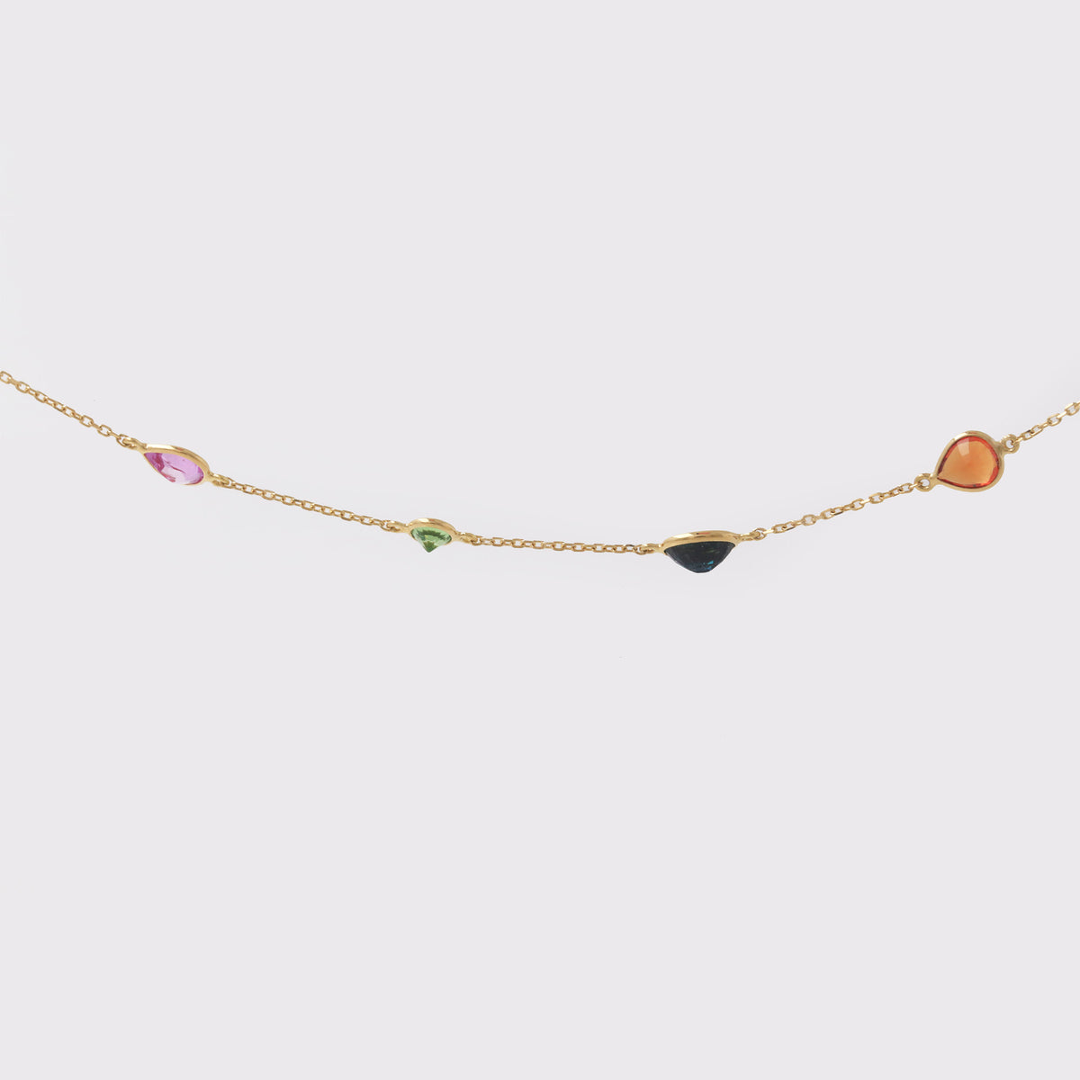 Dark Colorful Rainbow Gemstone Station Necklace