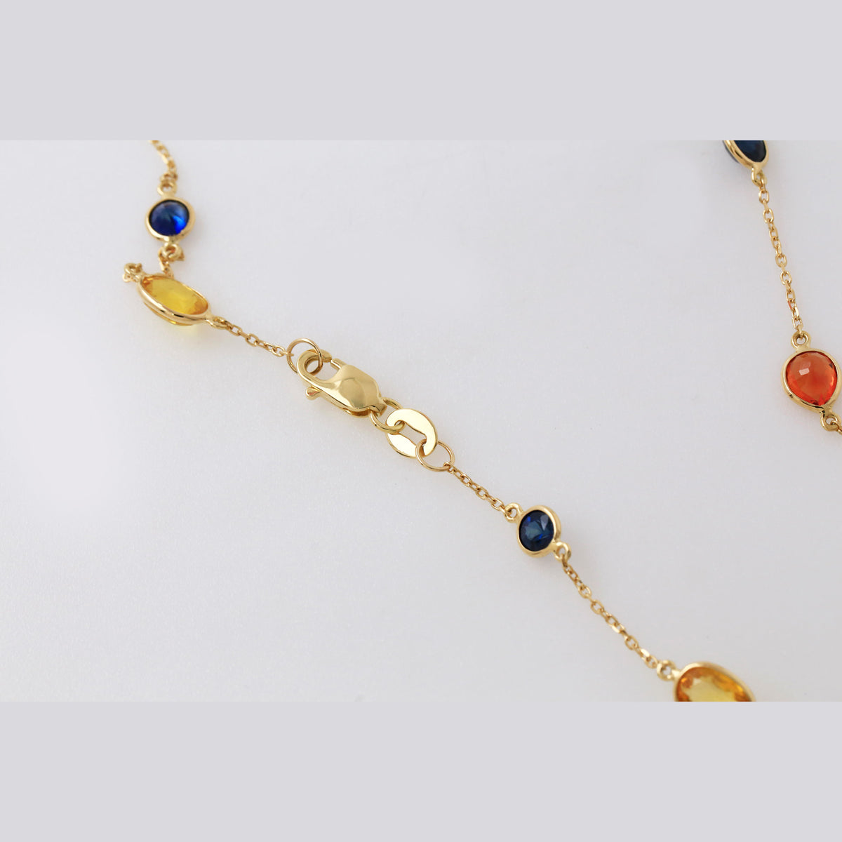 Dark Colorful Rainbow Gemstone Station Necklace