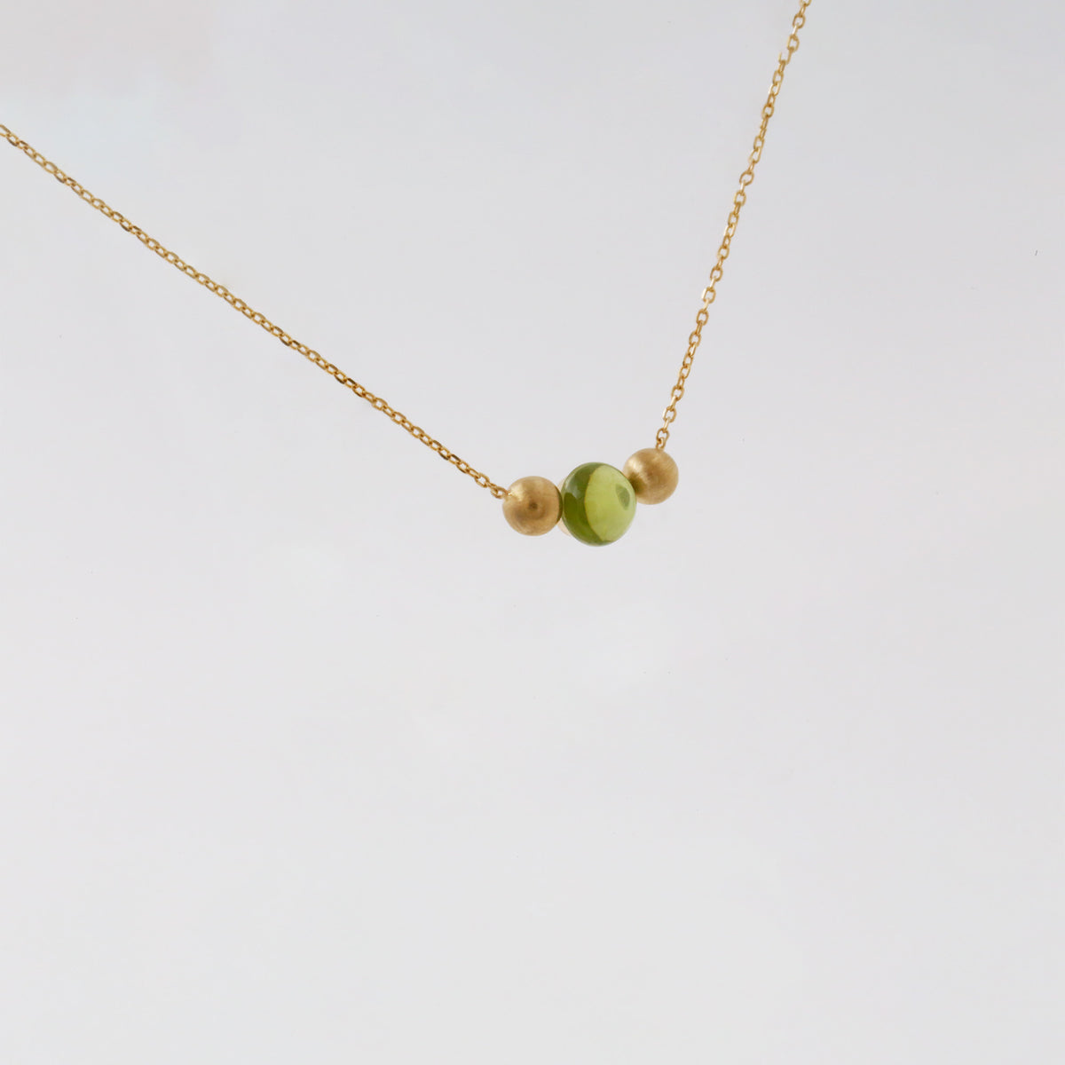 Peridot Gold Ball Necklace