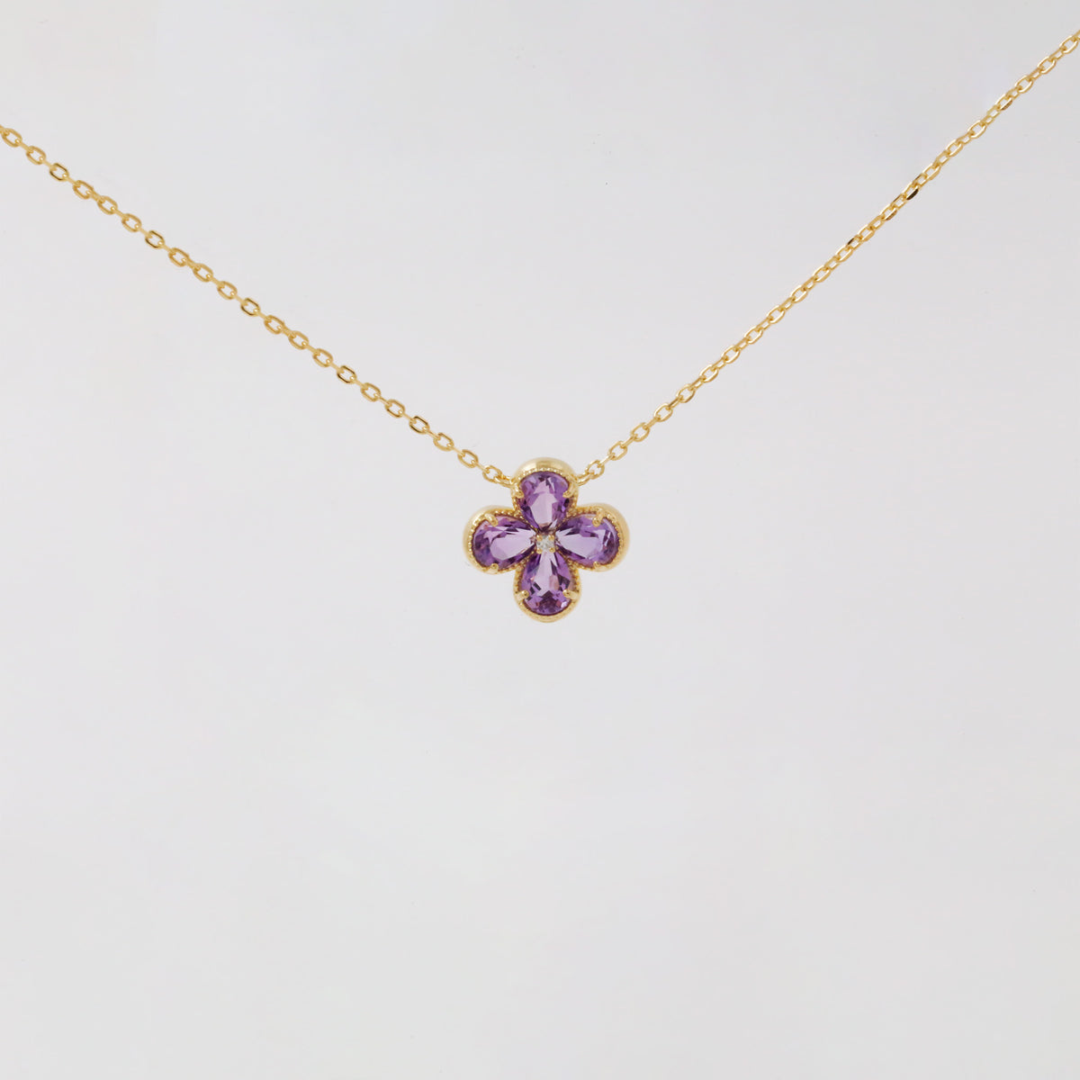 Amethyst Clover Diamond Necklace