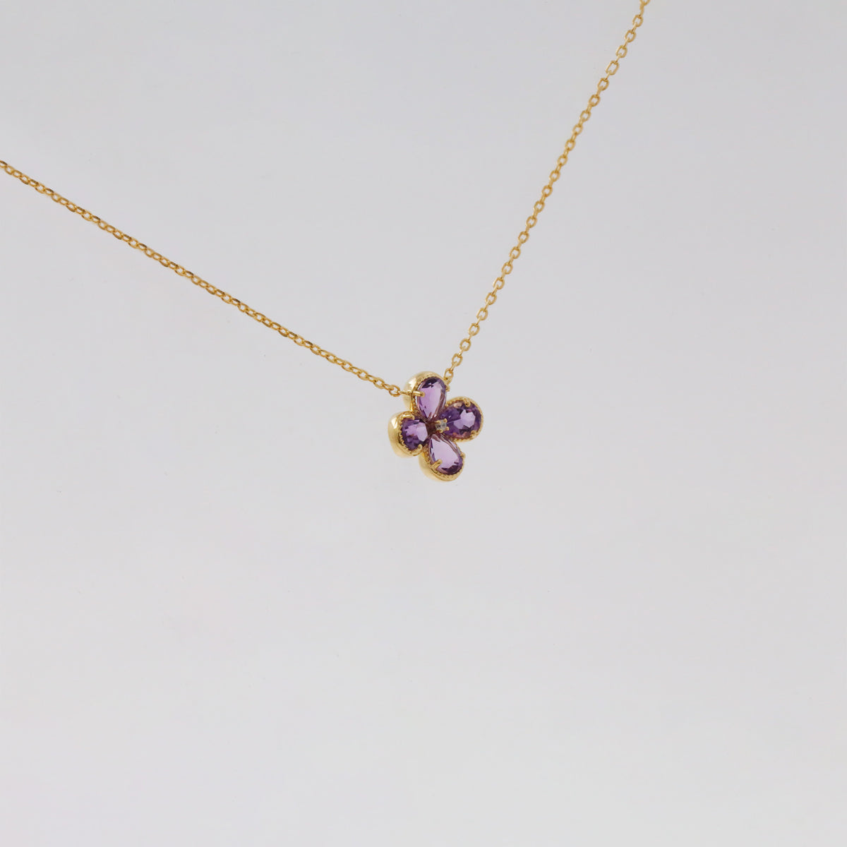 Amethyst Clover Diamond Necklace