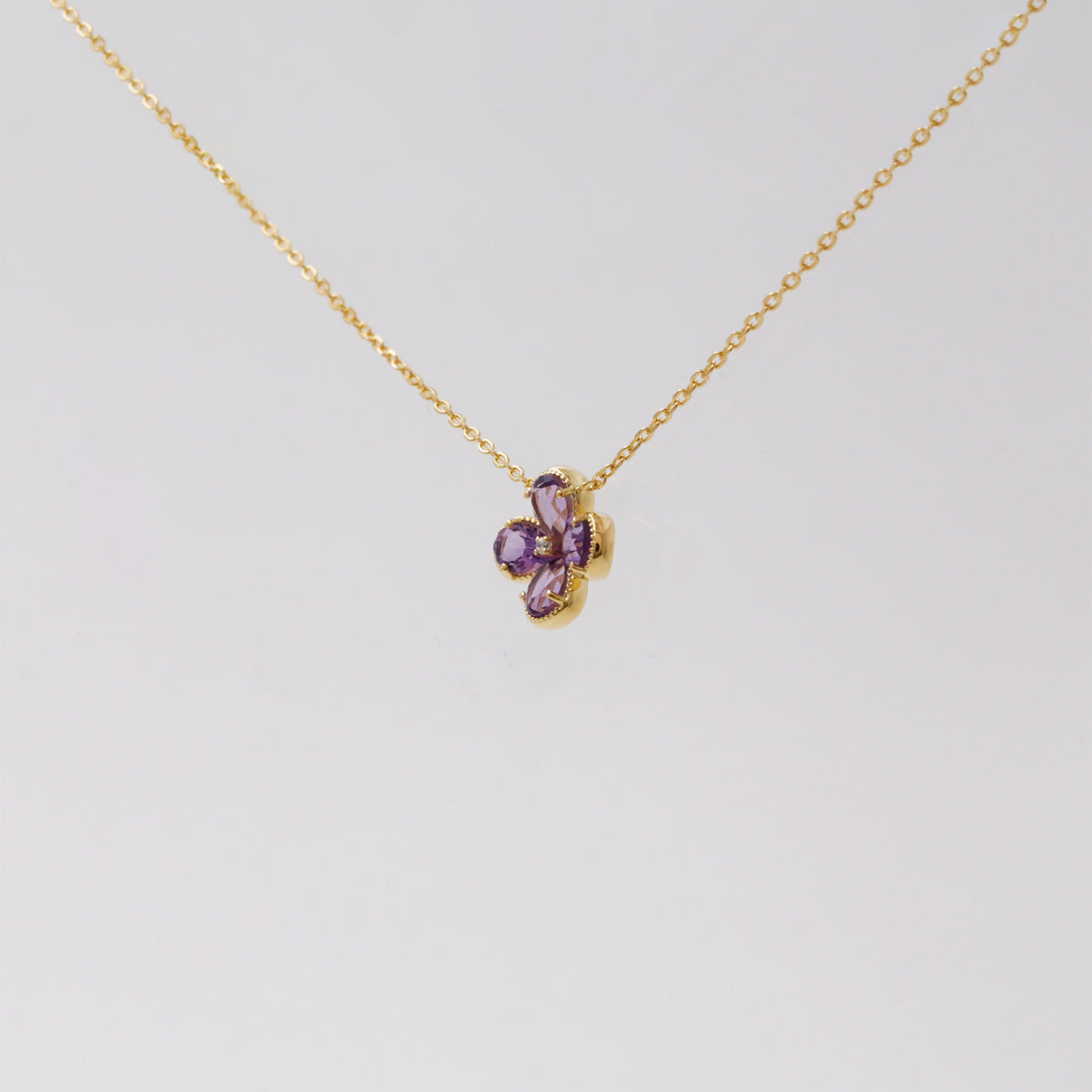 Amethyst Clover Diamond Necklace
