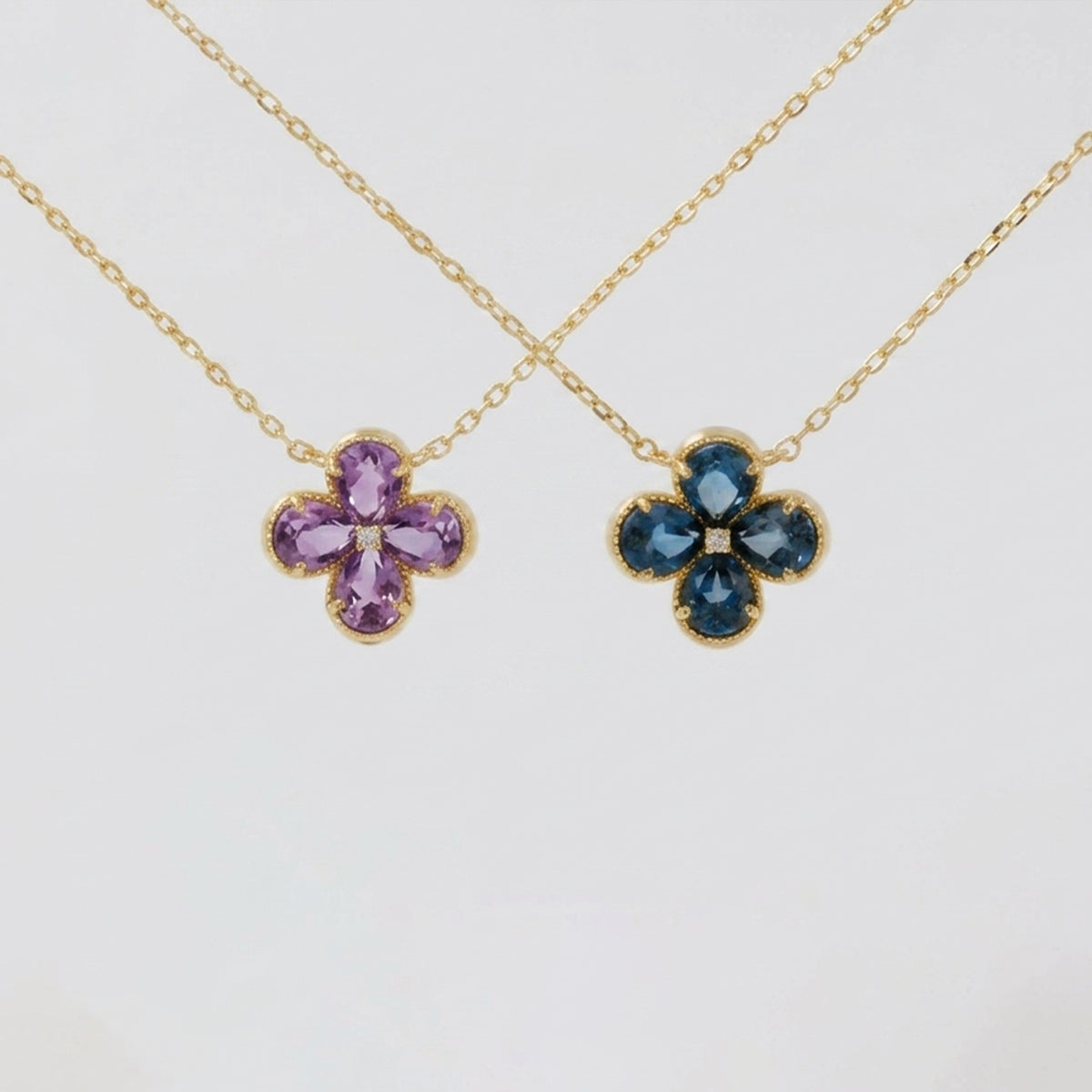 Amethyst Clover Diamond Necklace