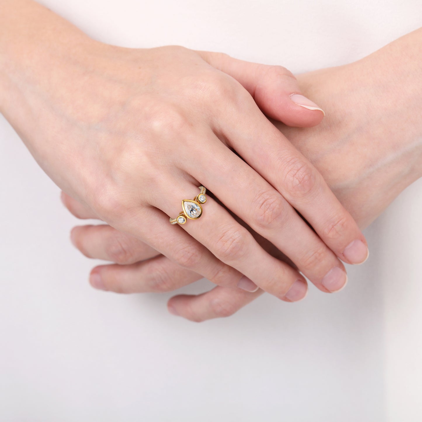 14K Gold Pear Cubic Zirconia Engagement Ring