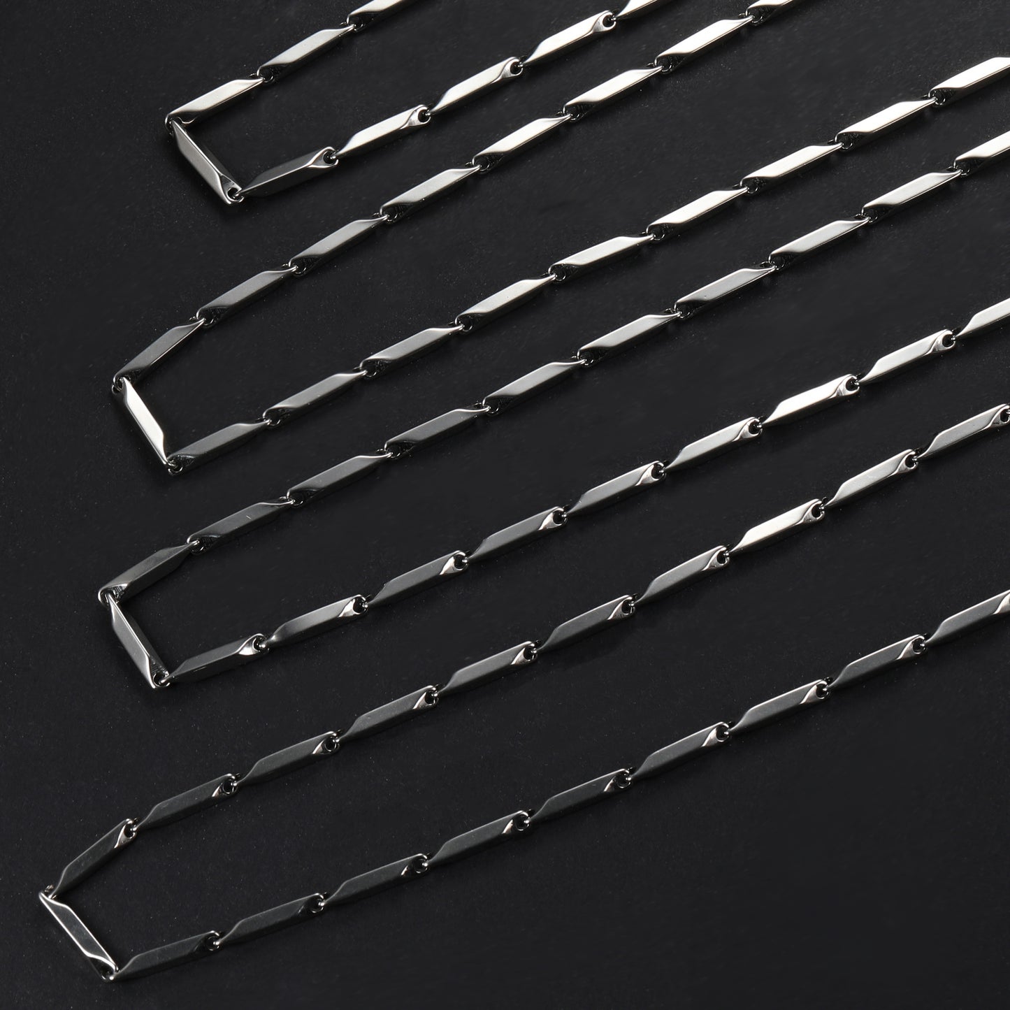 Silver Bamboo Bar Chain Necklace Bracelet (LC0003, B0021)