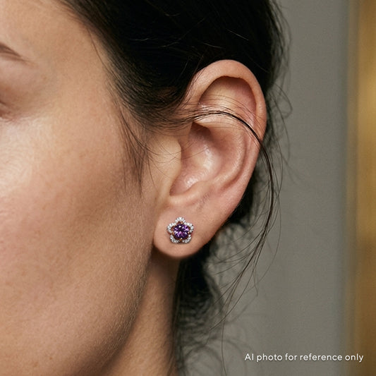 Amethyst Sakura Flower Earrings