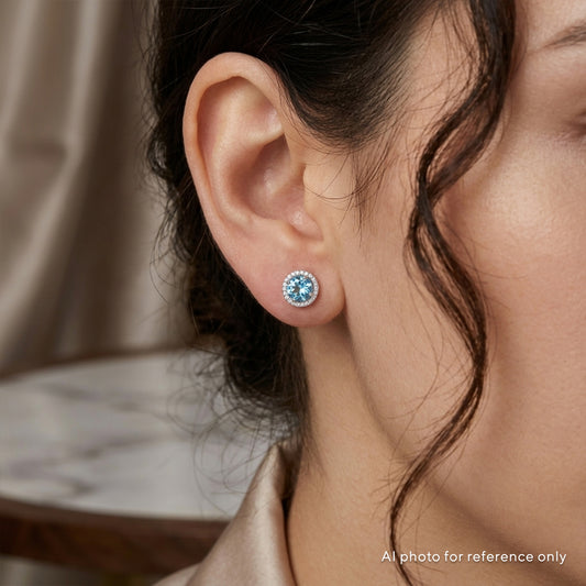 Topaz Halo Diamond Earrings
