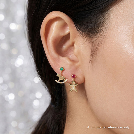 Emerald Ruby Gingerbread Man Earrings