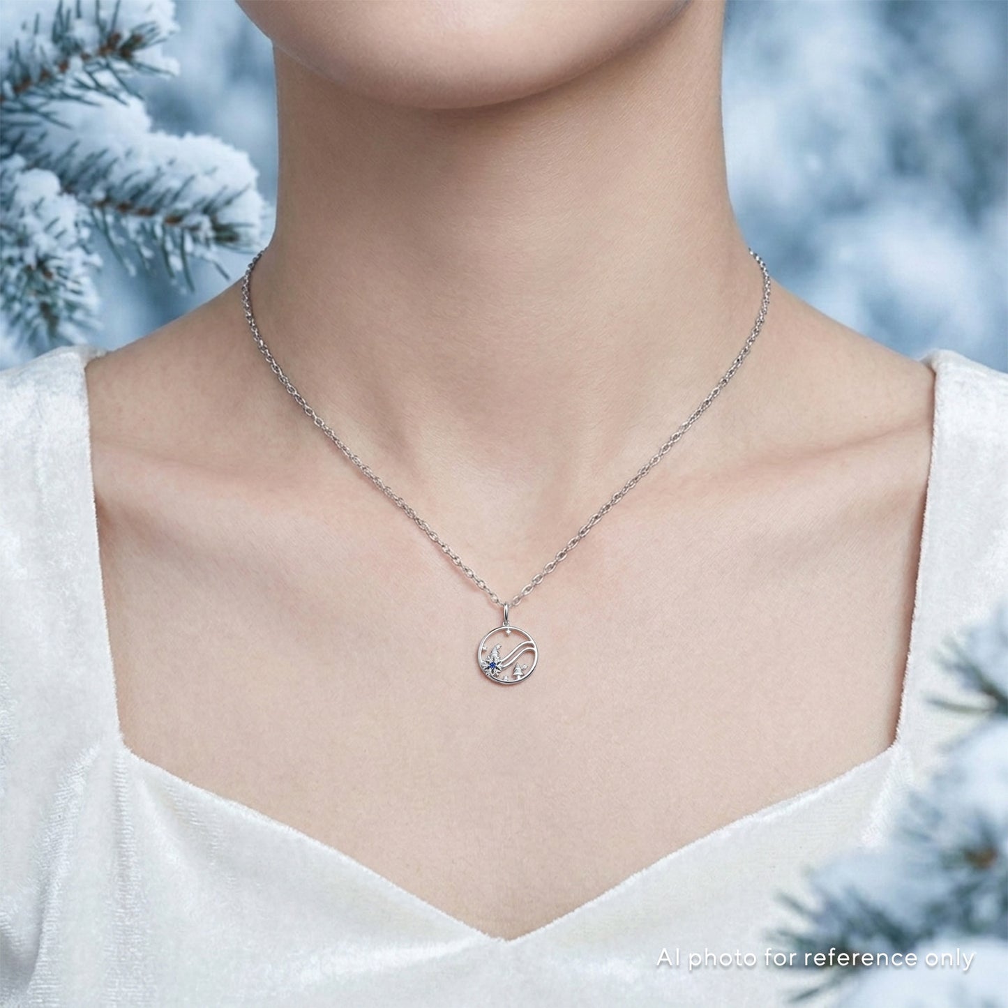 Rolling Snowflake Sapphire Necklace