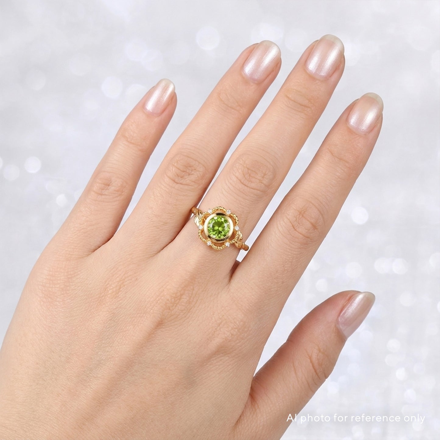 Vintage 14K Gold Green Peridot Ring