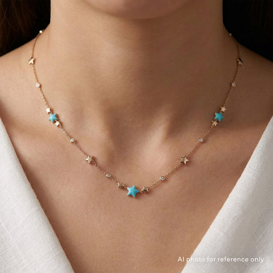 Star Turquoise Station Necklace