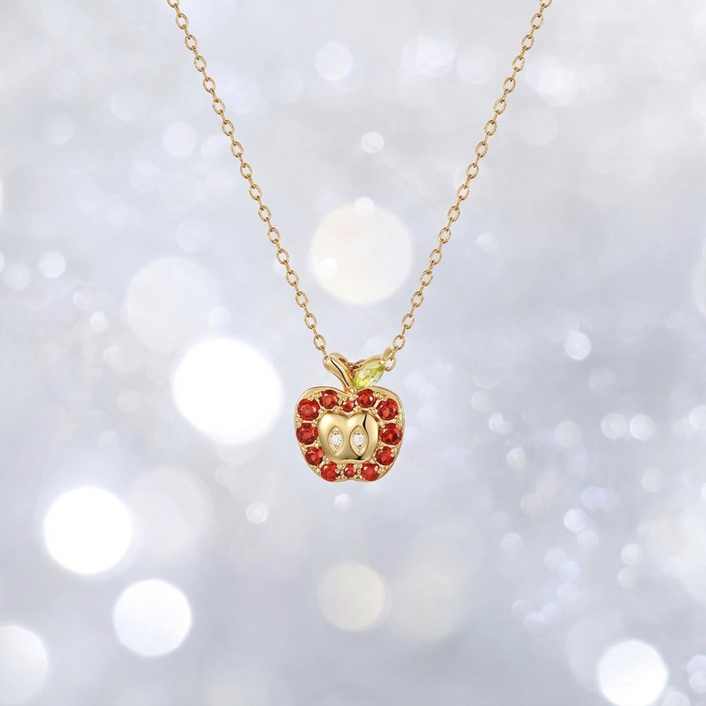 Garnet Peridot Red Apple Necklace