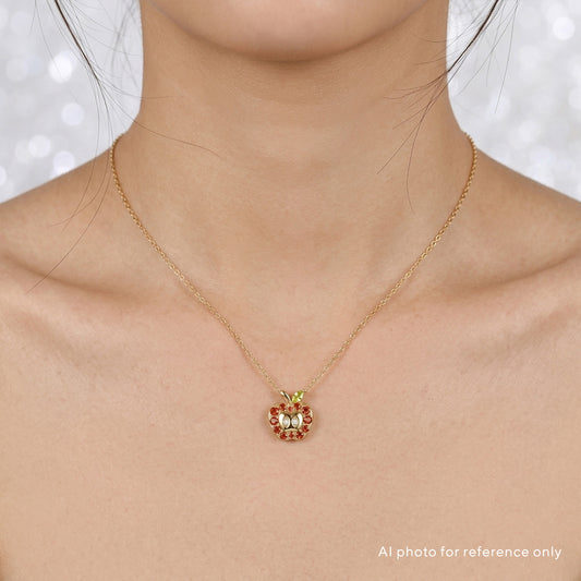 Garnet Peridot Red Apple Necklace